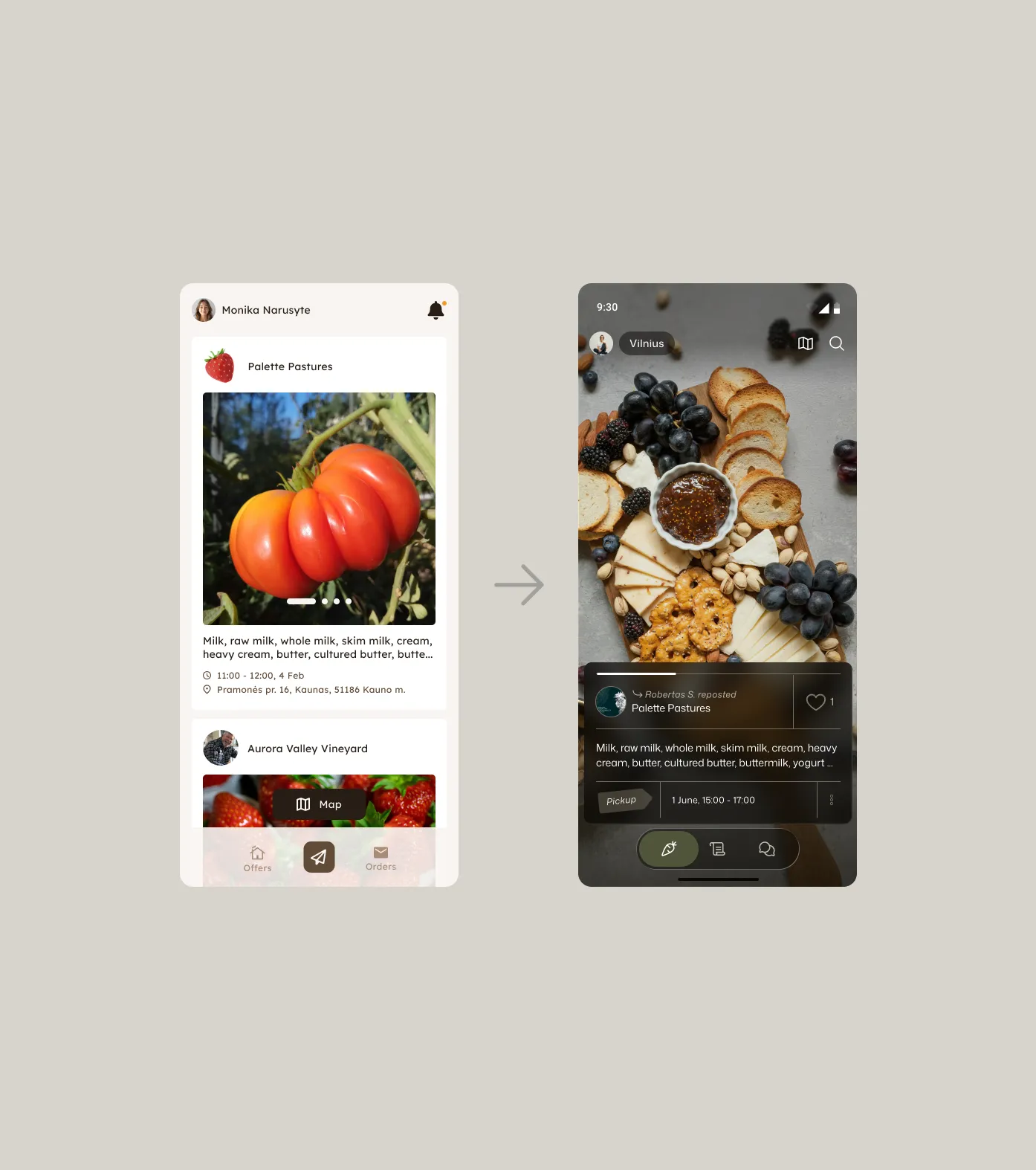 Nuar beta v1 screen and redesign comparison